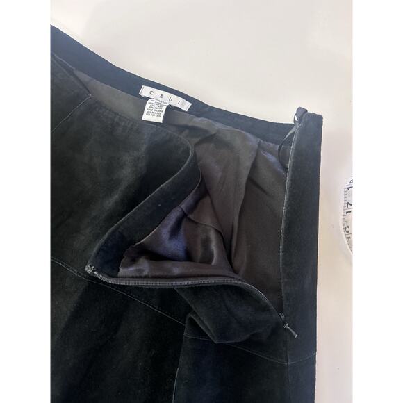 Cabi Sz 8 Black Suede Patchwork Midi Skirt Whimsical Witchy Western Handkerchief - Picture 5 of 16